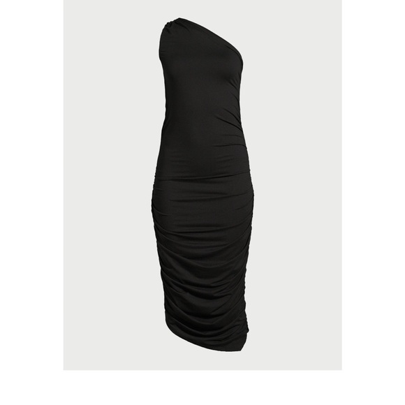 Sofia Women's One Shoulder Ruched Dress, Knee Length, Sizes Large - Picture 4 of 5